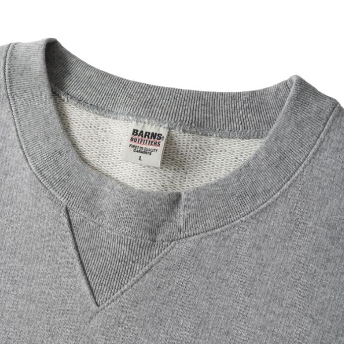 barnsoutfittersバーンズスウェットトレーナークルーネックメンズレディースユニセックス日本製V字ガゼットブランドロゴ刺繍綿100コットンセットアップ上下野球ベースボールBR-25362