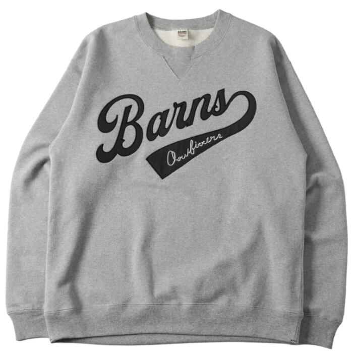 barnsoutfittersバーンズスウェットトレーナークルーネックメンズレディースユニセックス日本製V字ガゼットブランドロゴ刺繍綿100コットンセットアップ上下野球ベースボールBR-25362