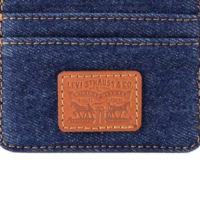 Levi’sリーバイスメンズレディースデニムカードケースユニセックス男女兼用定期入れ財布収納ジーンズ生地綿100％コットン丈夫頑丈スリムワンサイズ普段使い旅行通勤通学経年変化0020B0000