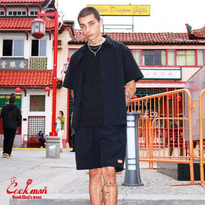 COOKMANクックマンシェフパンツハーフパンツライトショートパンツナイロン無地半ズボンメンズレディースシェフパンChefPantsプレーンブラックオリーブベージュブルーロサンゼルスセットアップコーデ