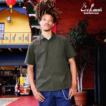 Cookmanクックマンワークシャツ半袖WorkShirtsShortSleeveメンズレディースユニセックスシェフシャツオーバーサイズセットアップ無地ストリートカジュアル春夏国内正規品