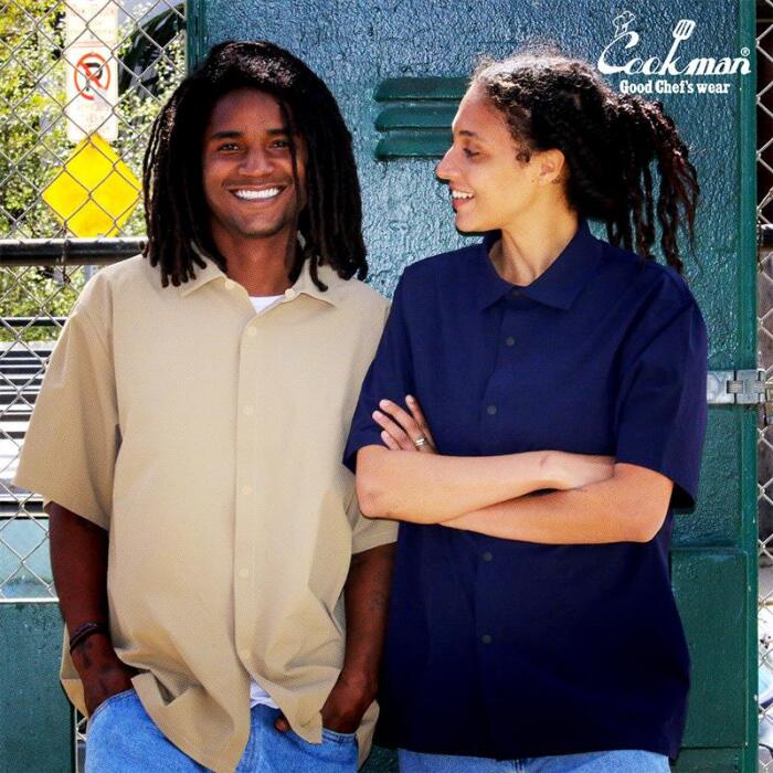 Cookmanクックマンワークシャツ半袖WorkShirtsShortSleeveメンズレディースユニセックスシェフシャツオーバーサイズセットアップ無地ストリートカジュアル春夏国内正規品