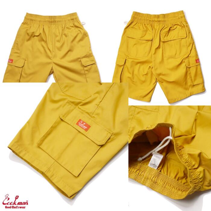 COOKMANクックマンシェフパンツショートカーゴメンズレディース半ズボン夏ゆったりChefPantsShortCargo無地デニムストライプ