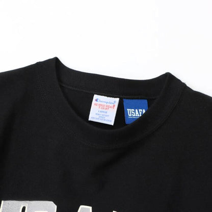 チャンピオンメンズカットソーショートスリーブTシャツ26SSリバースウィーブ男性menトップスブラック黒アメリカ綿100％コットン天竺クルーネック空軍ミリタリーREVERSEWEAVEchampionC3-D306