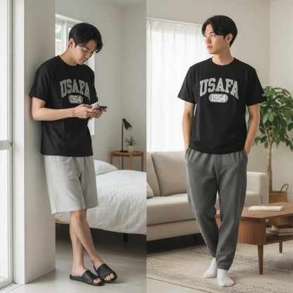チャンピオンメンズカットソーショートスリーブTシャツ26SSリバースウィーブ男性menトップスブラック黒アメリカ綿100％コットン天竺クルーネック空軍ミリタリーREVERSEWEAVEchampionC3-D306
