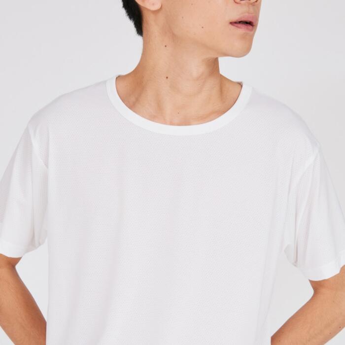 メンズTシャツブランドインナーヘインズHanesナイロン冷感メッシュストレッチ速乾吸汗通気性MOVESムーブスリブシンプル無地シャツスーツ夏白黒ホワイトブラックHM1HD101