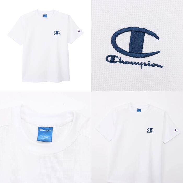 チャンピオンメンズカットソーショートスリーブTシャツ26SSスポーツサーマルワッフルブラック黒ホワイト白ネイビー紺ユニセックストップスポリエステル化繊速乾UVカット機能性championC3-DS317