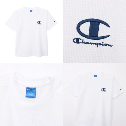 チャンピオンメンズカットソーショートスリーブTシャツ26SSスポーツサーマルワッフルブラック黒ホワイト白ネイビー紺ユニセックストップスポリエステル化繊速乾UVカット機能性championC3-DS317