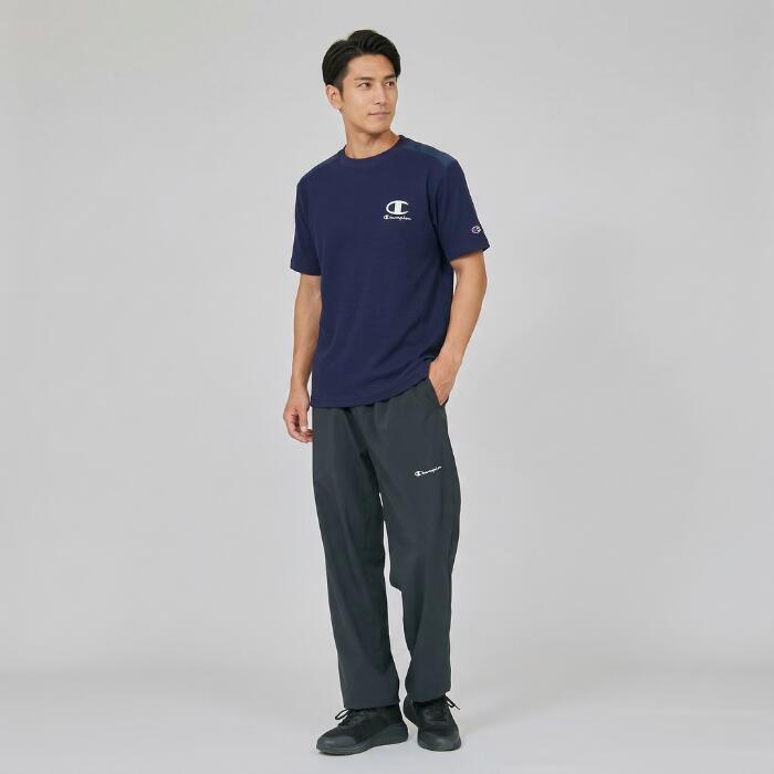 チャンピオンメンズカットソーショートスリーブTシャツ26SSスポーツサーマルワッフルブラック黒ホワイト白ネイビー紺ユニセックストップスポリエステル化繊速乾UVカット機能性championC3-DS317