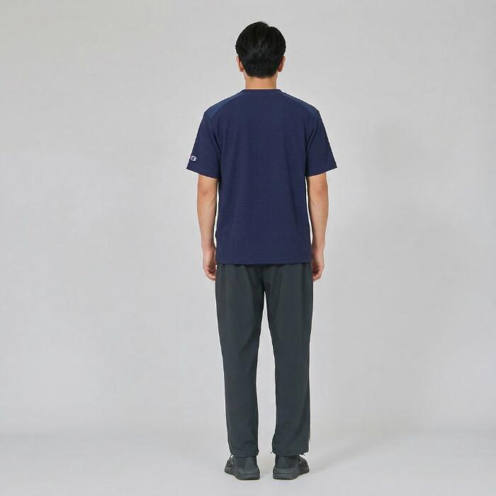 チャンピオンメンズカットソーショートスリーブTシャツ26SSスポーツサーマルワッフルブラック黒ホワイト白ネイビー紺ユニセックストップスポリエステル化繊速乾UVカット機能性championC3-DS317