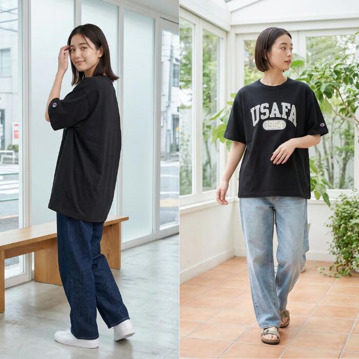 チャンピオンメンズカットソーショートスリーブTシャツ26SSリバースウィーブ男性menトップスブラック黒アメリカ綿100％コットン天竺クルーネック空軍ミリタリーREVERSEWEAVEchampionC3-D306