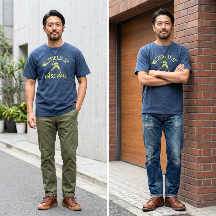 BARNSOUTFITTERSバーンズ半袖Tシャツメンズアメカジ日本製綿100丸胴COZUNコズンクルーネックヘビーウエイト両Vガゼット野球WBCMLBベースボールBR-25237BR-8145
