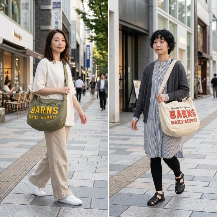バーンズアウトフィッターズbarnsoutfittersショルダーバッグバッグメンズレディースニュースペーパーバッグユニセックスアメカジ綿100コットン大容量マチ広大きめ斜めがけ大人A4ブランドBR-26119