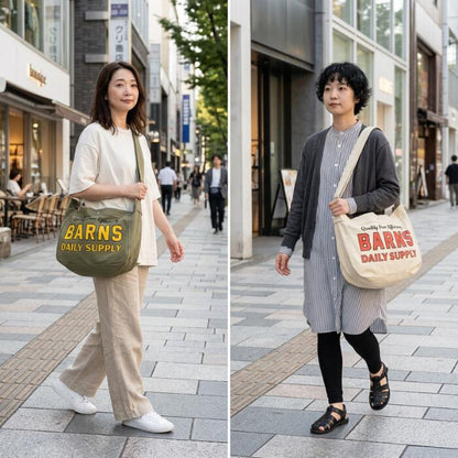 バーンズアウトフィッターズbarnsoutfittersショルダーバッグバッグメンズレディースニュースペーパーバッグユニセックスアメカジ綿100コットン大容量マチ広大きめ斜めがけ大人A4ブランドBR-26119