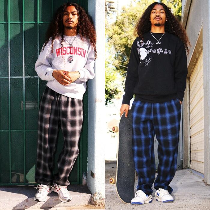 COOKMANクックマンシェフパンツロングパンツチェッカーチェック柄カモ迷彩長ズボンメンズレディースユニセックス男女兼用シェフパンツイードChefPantsブラックピンクチャコールブラウングレーセットアップコーデ