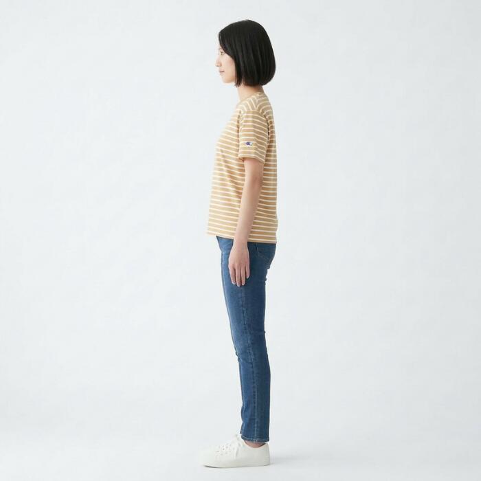 チャンピオンレディースカットソーボーダーショートスリーブポケットTシャツ26SSウィメンズトップスネイビーホワイトレッドベージュストライプアメリカ綿100％コットン天竺クルーネックchampionCW-D328