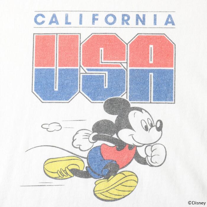 BARNSOUTFITTERSバーンズ日本製半袖吊り編みクルーネックプリントTシャツディズニーミッキーマウスコラボメンズレディースユニセックス綿100％天竺ホワイトグレービンテージBR-25178