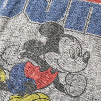 BARNSOUTFITTERSバーンズ日本製半袖吊り編みクルーネックプリントTシャツディズニーミッキーマウスコラボメンズレディースユニセックス綿100％天竺ホワイトグレービンテージBR-25178