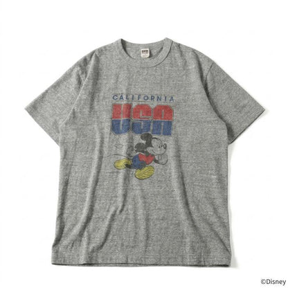 BARNSOUTFITTERSバーンズ日本製半袖吊り編みクルーネックプリントTシャツディズニーミッキーマウスコラボメンズレディースユニセックス綿100％天竺ホワイトグレービンテージBR-25178