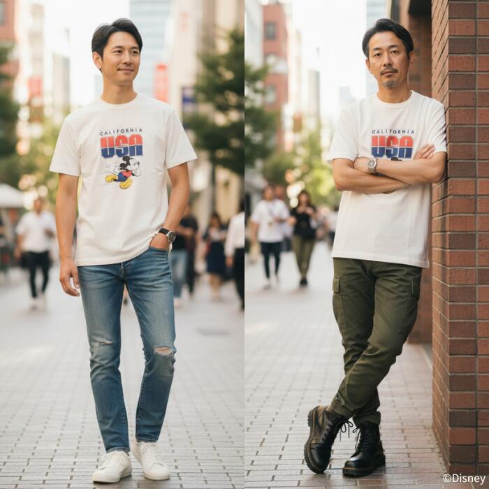 BARNSOUTFITTERSバーンズ日本製半袖吊り編みクルーネックプリントTシャツディズニーミッキーマウスコラボメンズレディースユニセックス綿100％天竺ホワイトグレービンテージBR-25178