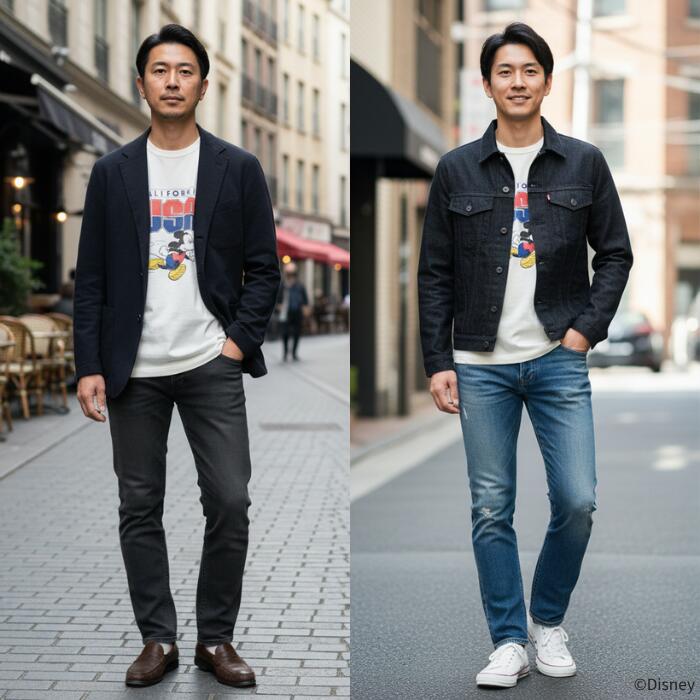 BARNSOUTFITTERSバーンズ日本製半袖吊り編みクルーネックプリントTシャツディズニーミッキーマウスコラボメンズレディースユニセックス綿100％天竺ホワイトグレービンテージBR-25178