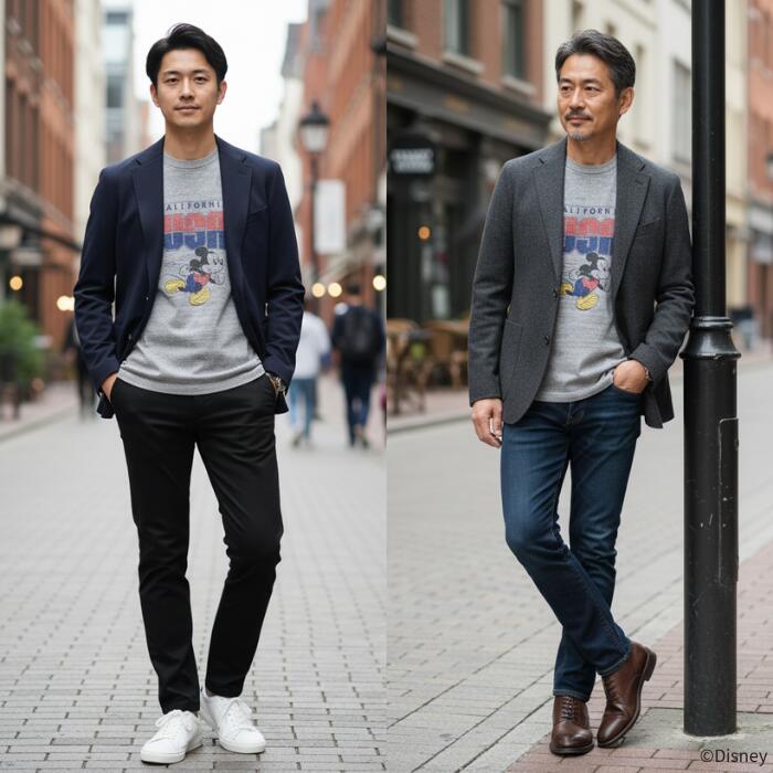 BARNSOUTFITTERSバーンズ日本製半袖吊り編みクルーネックプリントTシャツディズニーミッキーマウスコラボメンズレディースユニセックス綿100％天竺ホワイトグレービンテージBR-25178