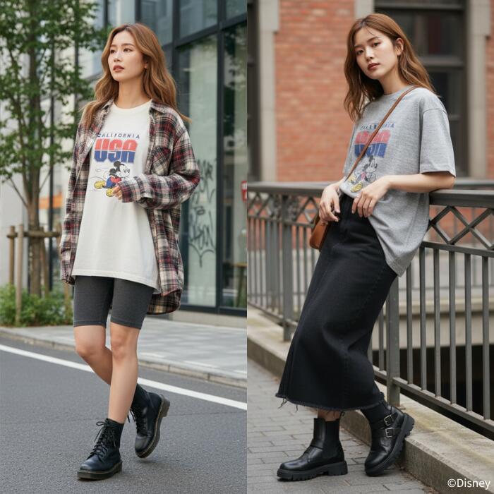 BARNSOUTFITTERSバーンズ日本製半袖吊り編みクルーネックプリントTシャツディズニーミッキーマウスコラボメンズレディースユニセックス綿100％天竺ホワイトグレービンテージBR-25178