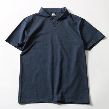 BARNSOUTFITTERSバーンズ日本製半袖COZUN小寸スキッパーネックポロシャツTシャツメンズレディースユニセックス綿100％ホワイトグレーブラックネイビーフラットシーマーBR-25178