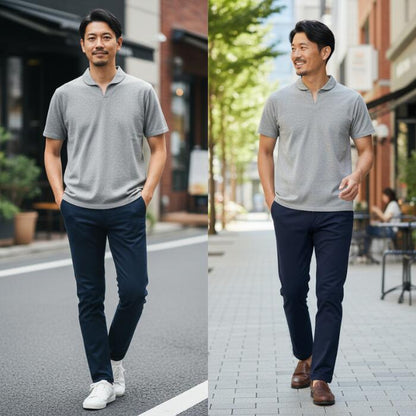 BARNSOUTFITTERSバーンズ日本製半袖COZUN小寸スキッパーネックポロシャツTシャツメンズレディースユニセックス綿100％ホワイトグレーブラックネイビーフラットシーマーBR-25178
