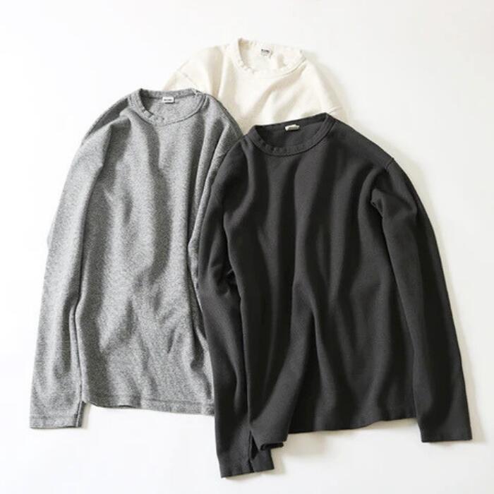 BARNSOUTFITTERSバーンズ長袖日本製ストレッチスパンフライスロンTメンズレディースユニセックスロングスリーブロンT9分袖Tシャツ綿コットンホワイトブラックネイビーオリーブ無地BR-8420