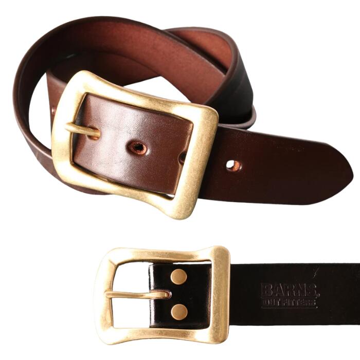 BARNSOUTFITTERSバーンズスタンダードビッグバックル40mmベルト日本製栃木レザー本革メンズレディースユニセックスブラックブラウンチョコゴールドシルバーサイズ調整可能ギフトLE-30554168