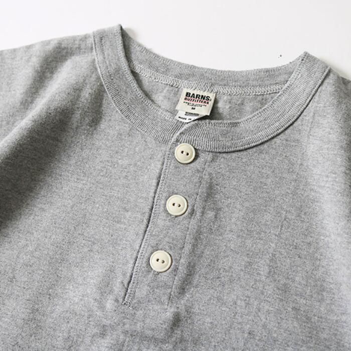 BARNSOUTFITTERSバーンズ日本製メンズ半袖Tシャツアメカジヘビーウエイト厚手綿100コットンフラットシーマアウトフィッターズCOZUN丸胴ヴィンテージヘンリーネックBR-8146