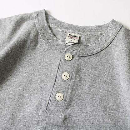 BARNSOUTFITTERSバーンズ日本製メンズ半袖Tシャツアメカジヘビーウエイト厚手綿100コットンフラットシーマアウトフィッターズCOZUN丸胴ヴィンテージヘンリーネックBR-8146