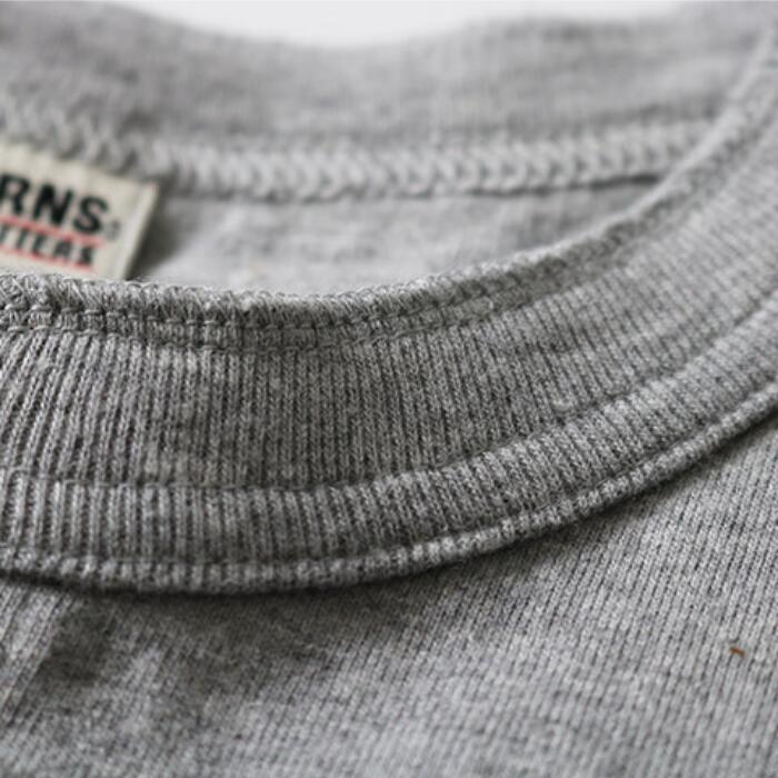 BARNSOUTFITTERSバーンズ日本製メンズ半袖Tシャツアメカジヘビーウエイト厚手綿100コットンフラットシーマアウトフィッターズCOZUN丸胴ヴィンテージヘンリーネックBR-8146