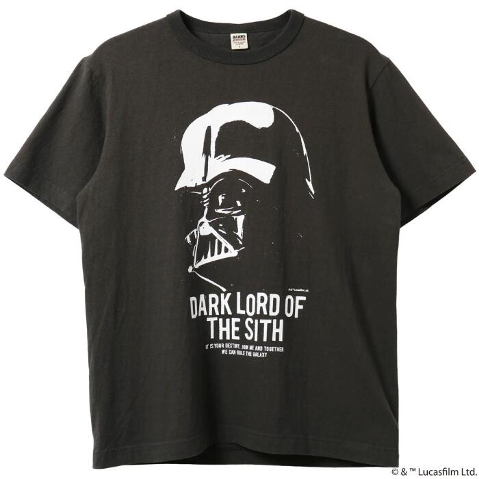 BARNSOUTFITTERSバーンズ日本製半袖吊り編みクルーネックプリントTシャツスターウォーズダースベイダーシディアスシスの暗黒卿メンズレディースユニセックス綿100％天竺ブラックビンテージBR-26181