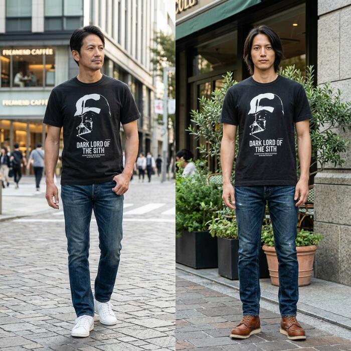 BARNSOUTFITTERSバーンズ日本製半袖吊り編みクルーネックプリントTシャツスターウォーズダースベイダーシディアスシスの暗黒卿メンズレディースユニセックス綿100％天竺ブラックビンテージBR-26181