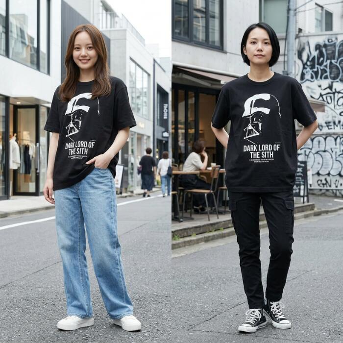 BARNSOUTFITTERSバーンズ日本製半袖吊り編みクルーネックプリントTシャツスターウォーズダースベイダーシディアスシスの暗黒卿メンズレディースユニセックス綿100％天竺ブラックビンテージBR-26181