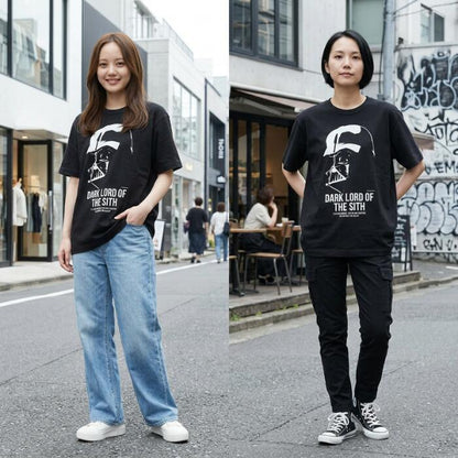 BARNSOUTFITTERSバーンズ日本製半袖吊り編みクルーネックプリントTシャツスターウォーズダースベイダーシディアスシスの暗黒卿メンズレディースユニセックス綿100％天竺ブラックビンテージBR-26181