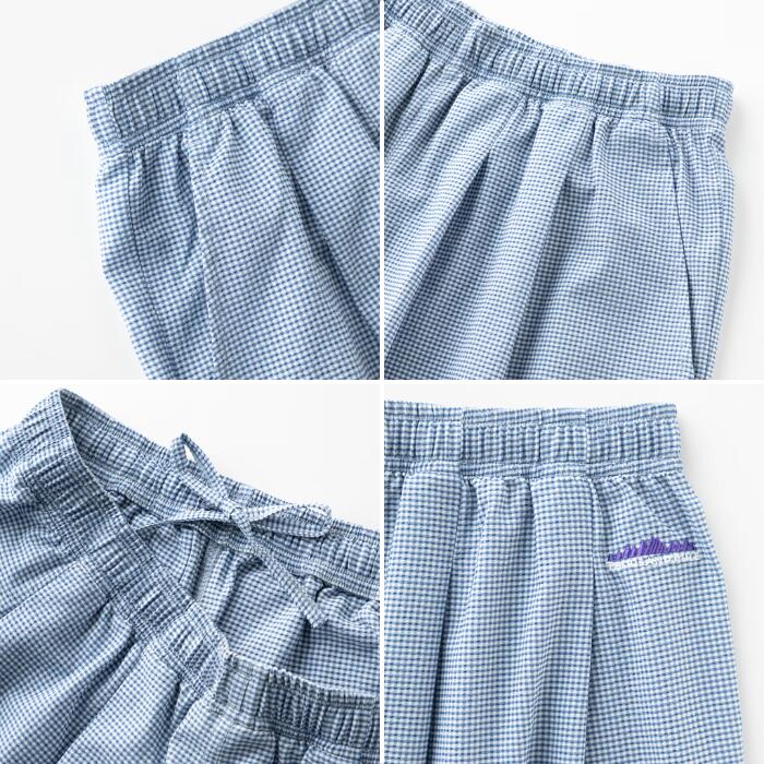 サウザンドマイルTHOUSANDMILEセットアップ3点セットフレンチスリーブシャツ＆ロングパンツセット巾着バッグ付きチェック柄レディースカットソー速乾通気性ポリエステルイージーケアTM261CK00362