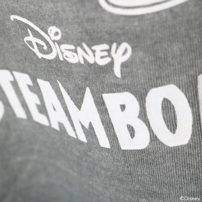 BARNSOUTFITTERSバーンズ日本製半袖クルーネック50sスクエアショートスリーブプリントTシャツディズニーミッキーマウスコラボメンズレディースユニセックス綿100％ピグメント蒸気船ウィリーBR-26284