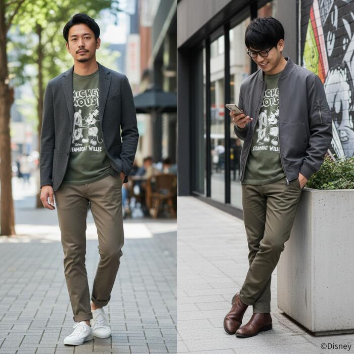 BARNSOUTFITTERSバーンズ日本製半袖クルーネック50sスクエアショートスリーブプリントTシャツディズニーミッキーマウスコラボメンズレディースユニセックス綿100％ピグメント蒸気船ウィリーBR-26284