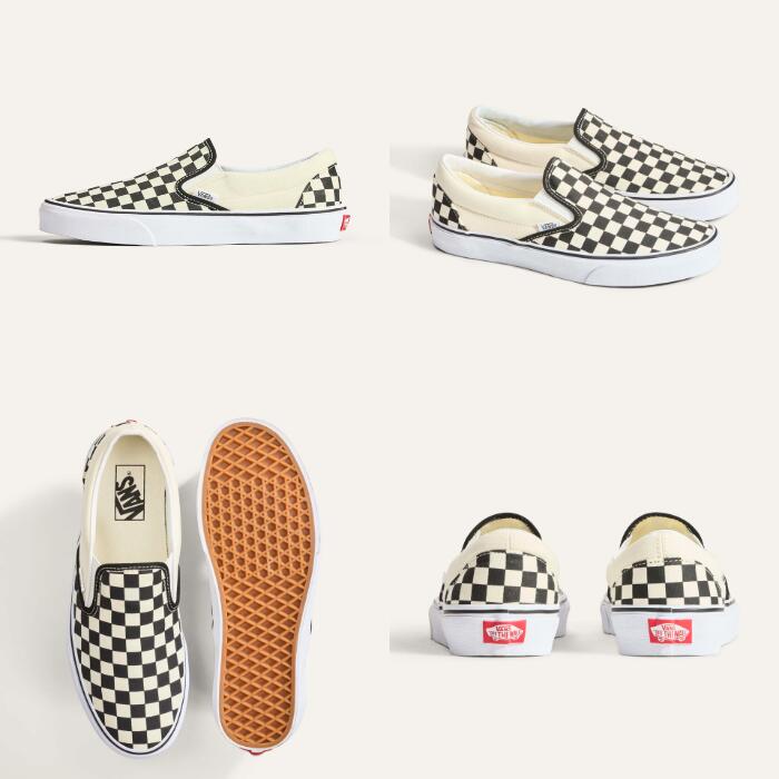 VANSヴァンズスリッポンクラシックスニーカー靴シューズCLASSICSLIP-ON正規品メンズレディースユニセックスチェックブラックホワイトネイビーバンズ定番紐無しカジュアルサンダルVN000EYE