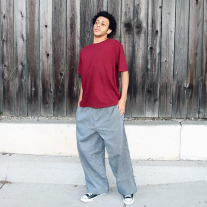 COOKMANクックマンワイドシェフパンツWideChefPantsメンズレディースユニセックスワイドパンツシェフパンイージーパンツゆったり太め無地デニムストライプチェックペイズリー黒ブラックウエストゴム