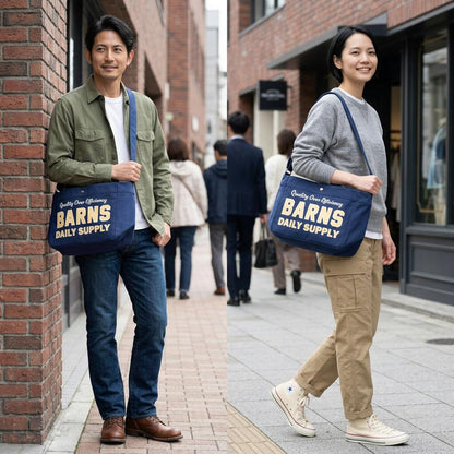 バーンズアウトフィッターズbarnsoutfittersショルダーバッグバッグメンズレディースニュースペーパーバッグユニセックスアメカジ綿100コットン大容量マチ広大きめ斜めがけ大人A4ブランドBR-26119BR-26394