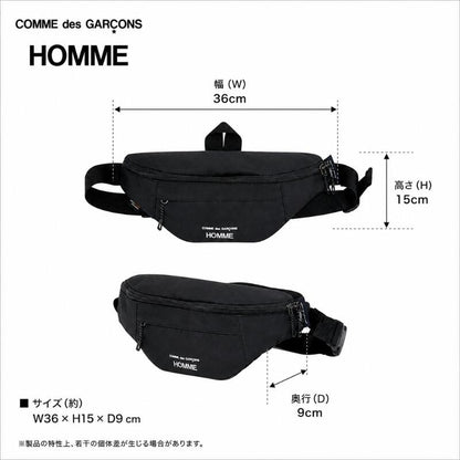 COMMEdesGARCONSHOMMEコムデギャルソンオムウエストバッグボディバッグメンズレディースユニセックスブラックポリエステルロゴCORDURAコーデュラ日本製HO-K291-051